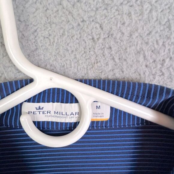 Peter Millar Men's Blue Striped Polo Shirt size M - Picture 4 of 10
